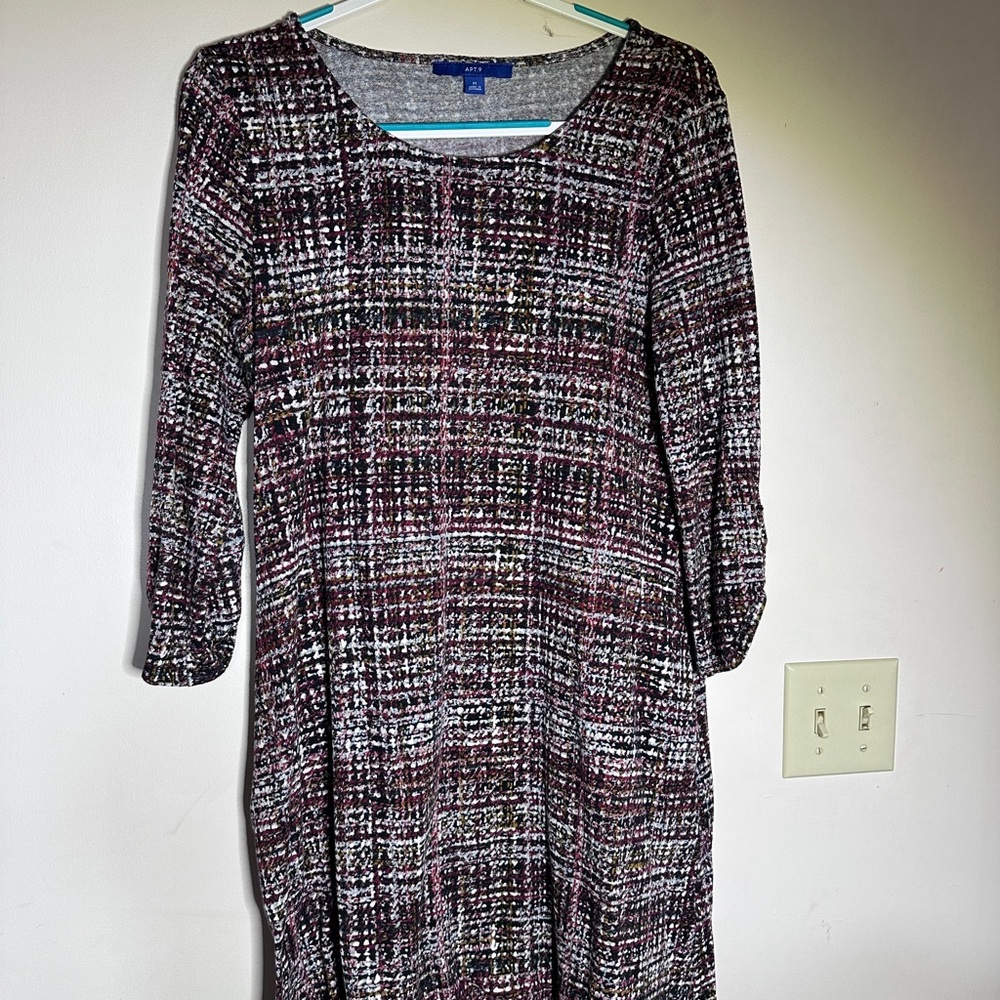 Apt. 9 Black and Purple Long Sleeve Dress